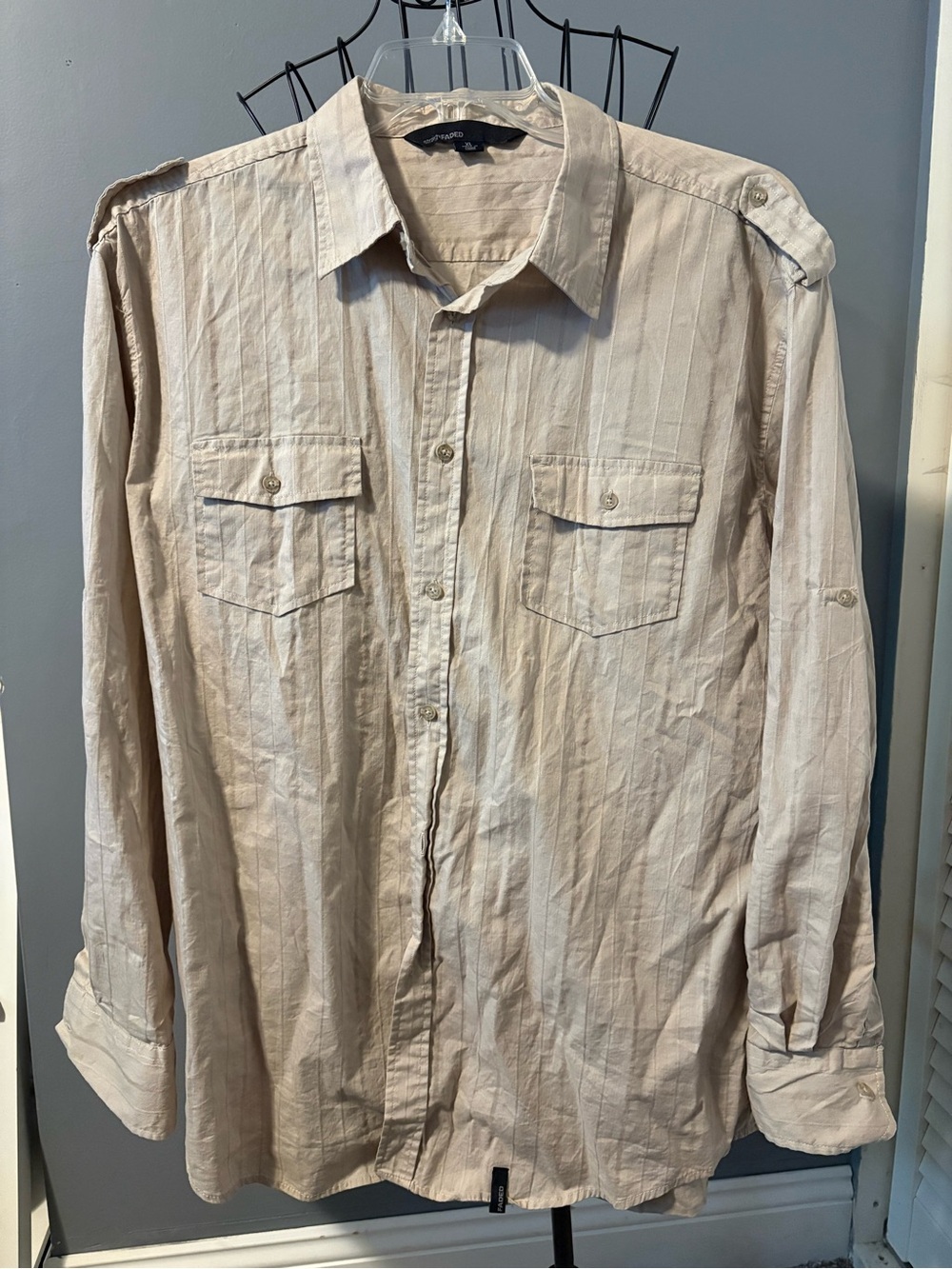 Men's Lightweight Button-Down Shirt in Light Beige